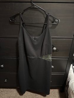 size 14w- Black Mini Dress with Rhinestone Star Detail
