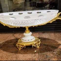 Crystal & bronze Footed dish 