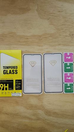 2 Pack IPhone Xs Max Protective Film Anti Fingerprint Tempered Glass Screen Protector Color Black