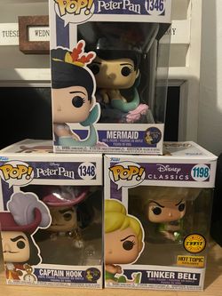 Funko Pop Disney’s Peter Pan , Mermaid, Tinkerbell Chase, Captain Hook