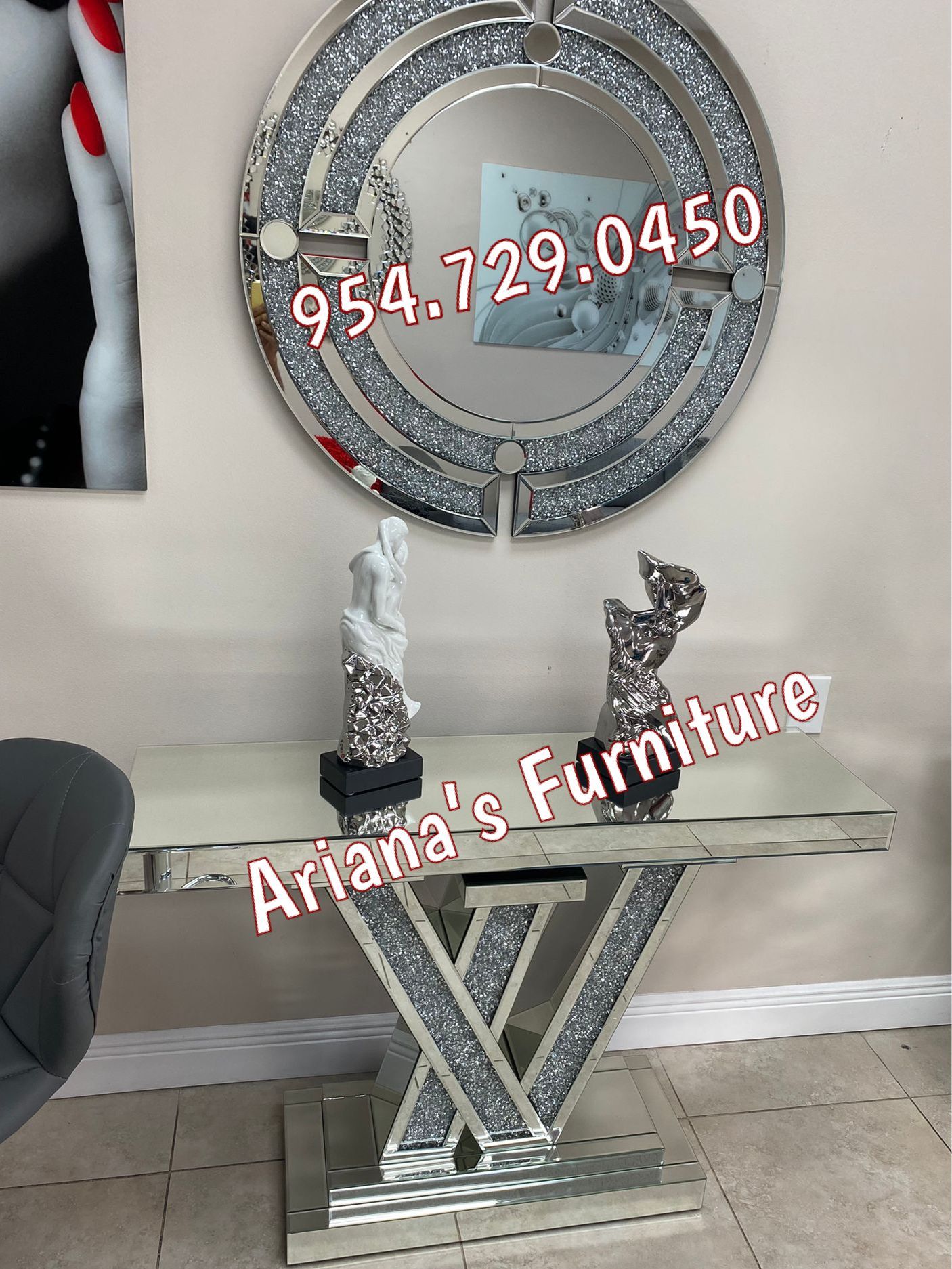 New LV Console Table + Mirror Set