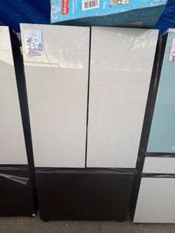 Samsung Bespoke Refrigerator With Beverage Center In Charcoal And White Glass