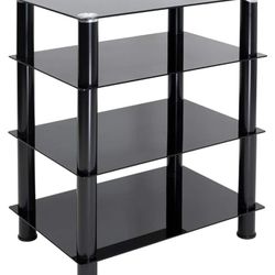 Mount-It! Tempered Glass AV Component Media Stand, Audio Tower and Media Center with 4 Shelves, 88 Lbs Capacity, Black Silk