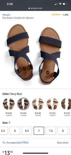 Brand new navy elastic flat sandals size 7