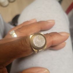 A Rolex men's size 10 14k and sterling silver  ring