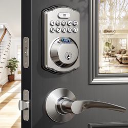Veise Fingerprint Door Lock with 2 Lever Handles - Keyless Entry Door Lock