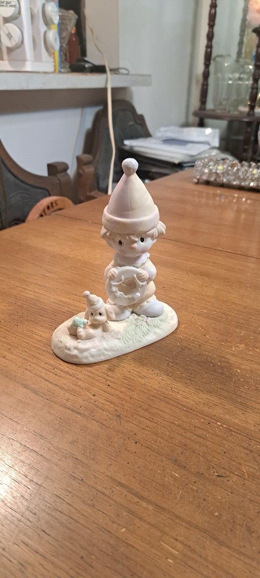 Precious Moments Collectible Figurine Hand Painted Bisque Porcelain, " The Lord Will Carry You Through " 1985