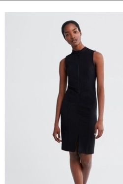 Brand New Classic Black Sleeveless Midi Dress - Side Zipper Closure