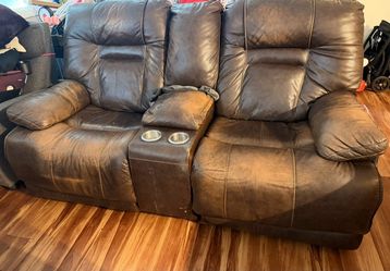Wurstrow Triple Power Leather Reclining Loveseat with Console