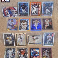 LOT OF 2025 TOPPS MLB BASEBALL CARDS 16 DIFFERENT CARDS PARALLELS INSERTS BASE FREE SHIPPING