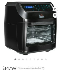 HOMCOM 12 QT Air Fry Oven, 8 In 1 Countertop Oven Combo with Air Fry, Roast, Broil, Bake and Dehydrate, 1700W with Accessories and LED Display, Black