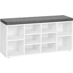 Costway Entryway Padded Shoe Storage Bench 10-Cube Organizer Bench Adjustable White