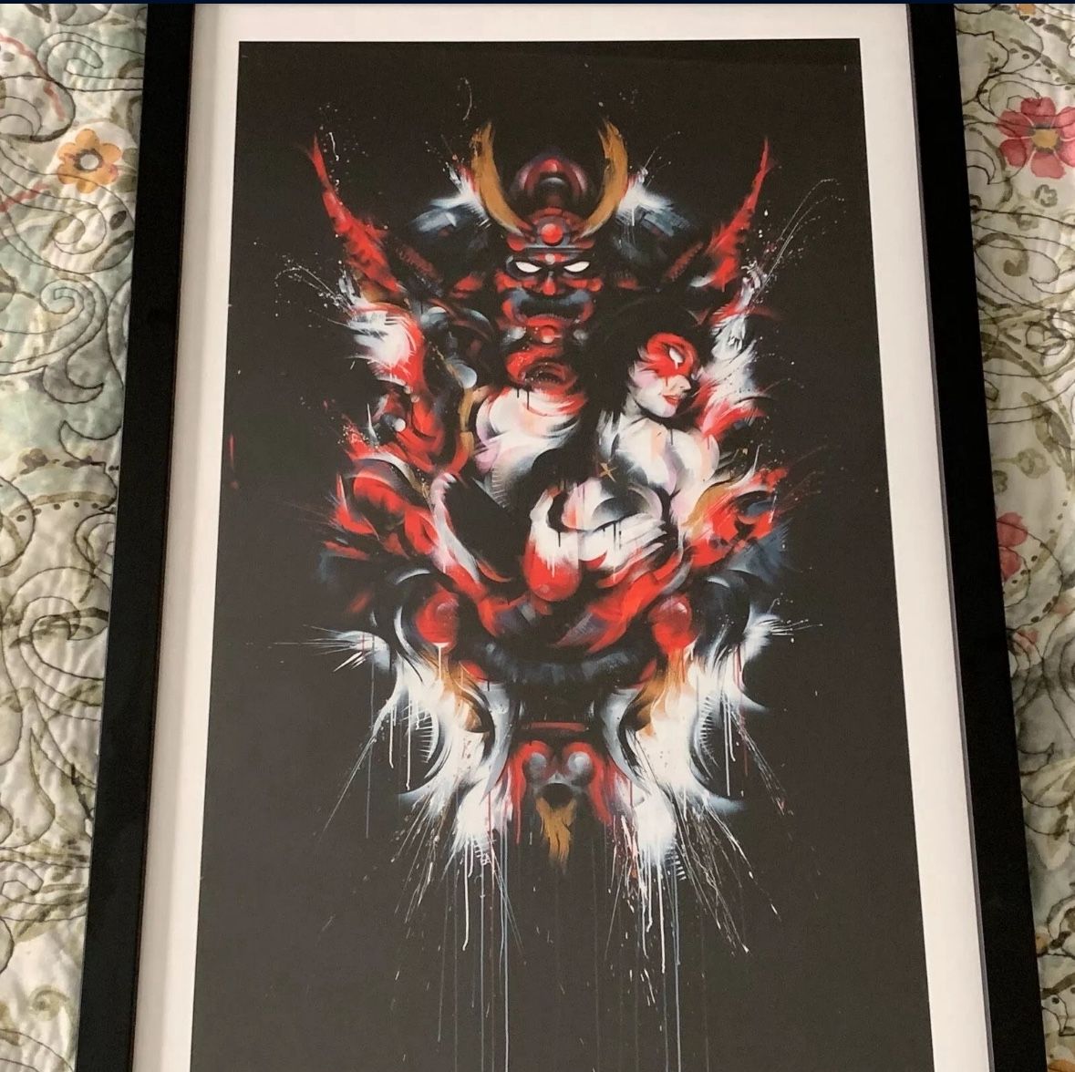 House of Meggs Street Art print Japanese Samurai framed