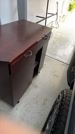 Dark Wood Computer Desk with Storage
