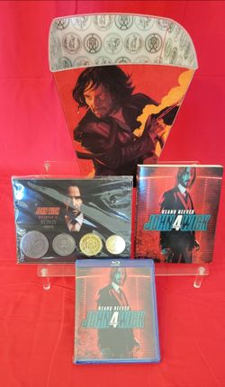 John Wick Chapter 4 Blu-ray DVD Coin Set Popcorn Bucket Bundle