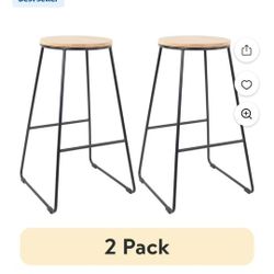 2 Wood Top Stools 
