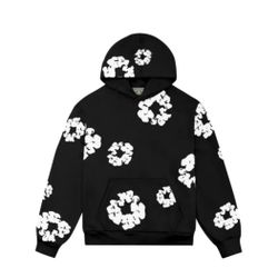 DENIM TEARS Men's Hoodie Black White Graphic Print Pullover Long Sleeve Size  