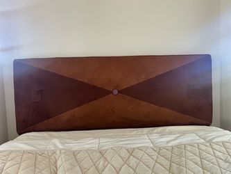 Custom California King Upholstered Headboard – Two-Tone Brown