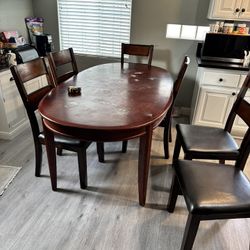 7ft Wooden Kitchen Dining Table And 6 Chairs 