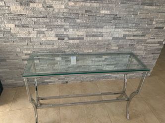 Glass Top Chrome Console Table