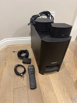 Bose CineMate GS Series II home audio setup that includes two Gemstone speakers and an Acoustimass bass module with remote!