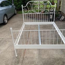 IKEA White Iron Queen Bed Frame