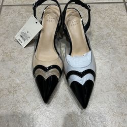 Low High Heels Sling Back 6.5 Black and Clear