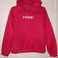 Size XL red "90s baby" womens hoodie