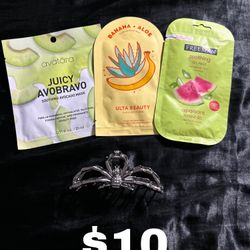 3 Face Masks + Hair Clip