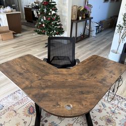 L-Shaped 48” x 48” Height-Adjustable Electric Desk + Chair