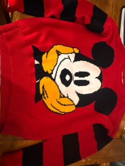 Vintage Mickey Mouse Knit Sweater Red Black Disney