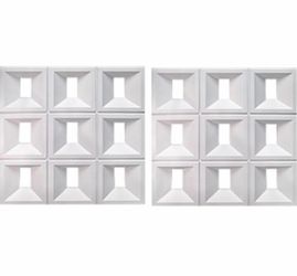 Grids Art Background Wall, Room Dividers for Indoor and Outdoor Decor, 3D Wall Panel Bricks, Lightweight Textured Accent Wall Tiles(White,23.6x23.6in)