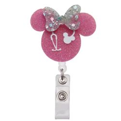 Disney - Micky - Medical Retractable Badge Key Reel Pink