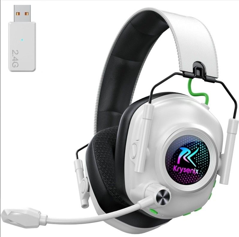 Krysenix KGH2 - Wireless Gaming Headset with Noise Canceling Microphone for PC, PS5, PS4, Switch, Mac,2.4 GHz Wireless & Bluetooth 5.4 Gaming Headphon
