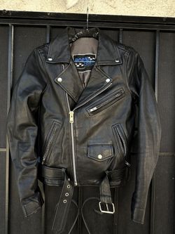 First MFG Co Born Free Leather Biker Jacket Motorcycles Black Men’s Size XS