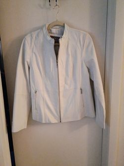 NEW LEATHER WHITE JACKET / Linned