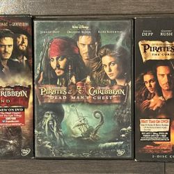 PIRATES OF THE CARIBBEAN MOVIE DVD’S  1, 2, 3