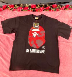 Bape Black Tee Red Camo Ape