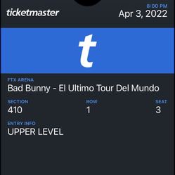1 Bad Bunny Ticket April 3rd Miami 