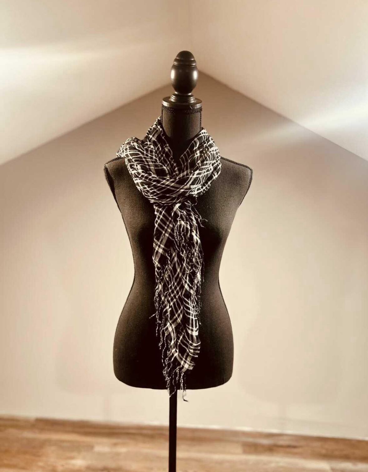 Black & White Plaid Scarf