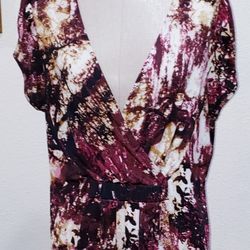 Worthington Stretchy Blouse size Woman's Large runs big 