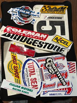 Vintage racing stickers & #plate