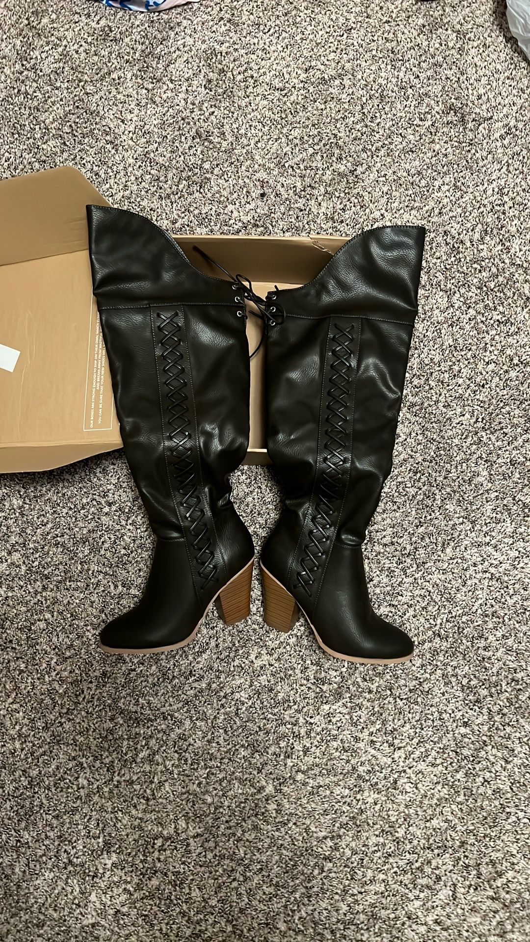 Leather High Heels Boots 
