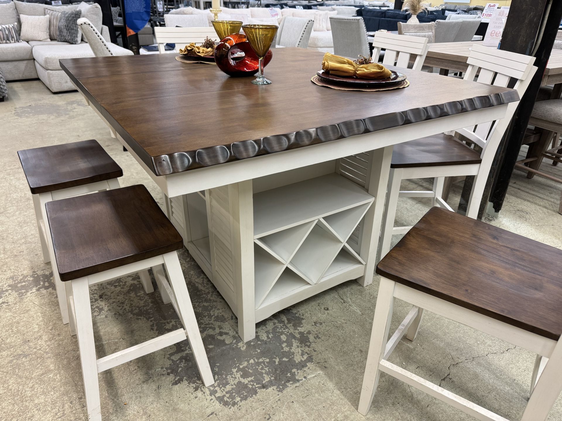 Pub Style Table With 4 Chairs & 2 Stools.