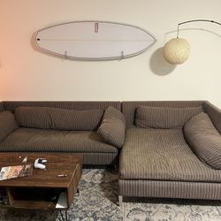 Deep Seated Grey Pin Striped Couch