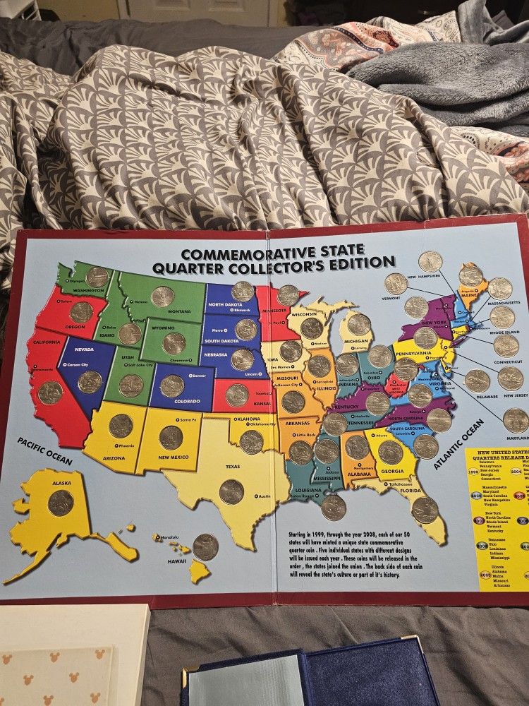 Disney Mickey Mouse Silver Coin And Book And 50 States Quarters