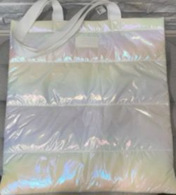 New no tags  bath & body works White iridescent puffer tote
