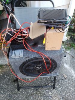 Full Car Audio System. Double Din Radio Amp And Sub