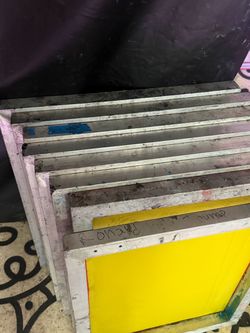 50 Screenprinting silkscreen mesh aluminum frames and tons of ink for printing press