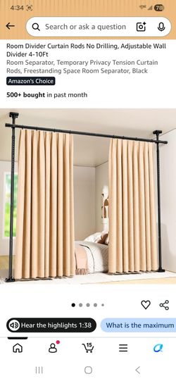 Room Divider Curtain Rods No Drilling, Adjustable Wall Divider 4-10Ft Room Separator, Temporary Privacy Tension Curtain Rods, Freestanding Space Room 